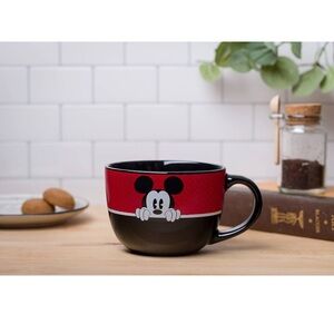 Disney Silver Buffalo Mickey Mouse Pie Eye Big Smile Ceramic Soup Mug, 24 Ounces